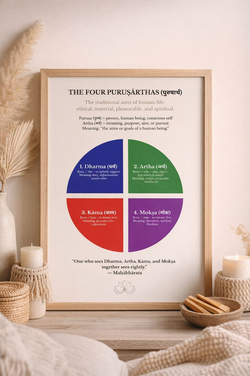Four Purusharthas Poster | Dharma Artha Kama Moksha | (Digital Download ...